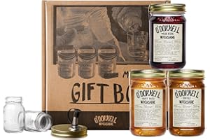 ‎O'DONNELL MOONSHINE O'Donnell Moonshine Geschenkbox | Geschenkidee | 3 x 350ml | 2 x Shotgläser + Ausgießer | Premium Schnaps | Likör | vegan | natürliche Zutaten | (Harte Nuss/Toffee/Wilde Beere)