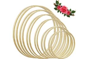 HXMJIED Paquete de 12 aros florales de madera para manualidades, 6 tamaños, coronas de bambú, aro de manualidades para atrapasueños, decoración de guirnaldas de oasis de plantas de boda, manualidades