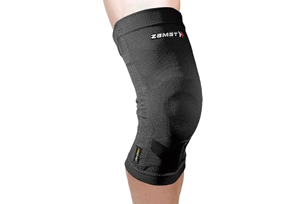 Zamst ZK-Motion knäbandage sport, bekvämt stickat tyg, flexibelt harts-stöd – knästöd för stukningar på kors, inre och yttre band – basket, volleyboll, fotboll, skidåkning, storlek (L)