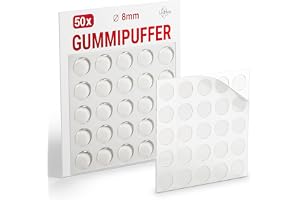 LouMaxx Gummibuffertar - 50 stycken dörrstoppar, transparenta 8 mm, gummifötter, självhäftande med extra starkt grepp - stoppbuffertar förhindrar halka och repor - gummifötter självhäftande