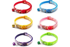 JOAKAUI 6 Pack Cat Collars Adjustable Kitten Collars with Bells Breakaway Cat Collars Cat Collar Adjustable 19-30cm