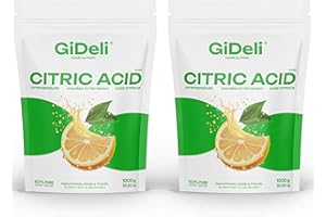 ‎GIDELI GiDeli Zitronensäure Lebensmittelqualität in Pulver Monohydrat 2x 1 kg reine E330 Kristalle reinigungsqualität entkalker säuerungsmittel ungesüßt im wiederverschließbaren (2 kg)