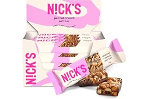 N!CK'S NICKS Peanut Nut bar, barrita vegana de frutos secos con keto chocolate sin azúcares añadidos, sin gluten (12x40g)