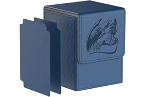 JoyHood Deck Box Kompatibel mit YGO Karten, Sammelkarten Box Kartenbox für 110 TCG Karten, Inklusive 2 Premium Kartentrenner (Dragon-Blau)