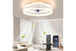 ‎REVNEEY Leise Deckenventilator Mit Beleuchtung 50W Dimmbare Deckenleuchte Mit Fernbedienung Und APP 6 Geschwindigkeiten Lampe Mit Ventilator Timer Deckenventilatoren Schlafzimmer Wohnzimmer Licht (Weiß,40cm)