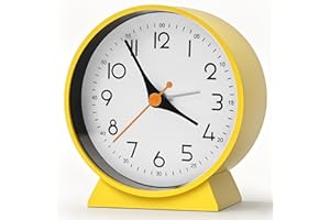 Azyh Analogowy budzik bez tykania, mały zegar stołowy w stylu retro, do dekoracji salonu, sypialni, stolika nocnego, dla dorosłych, seniorów, dzieci, budzik podróżny, zasilany bateriami