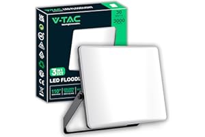 V-TAC Faro LED da Esterno 30W - [Chip Samsung + Tecnologia RLE + Innovativa Copertura in Policarbonato] - Alta Luminosità: 5000 Lumen - IP65 - Faretto LED per Casa, Garage, Magazzino - Luce CCT 3 IN 1