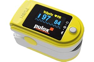 Oxymètre de pouls Pulox PO-200 jaune pour le doigt saturometre SpO2 pour mesurer la saturation en oxygène du sang