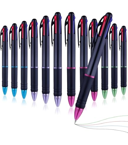 KAHEIGN 24 stuks balpen 4-in-1 multi-kleur balpen met intrekbare vullingen en karabijnhaak voor kantoor of schoolbenodigdheden studenten (6 kleuren