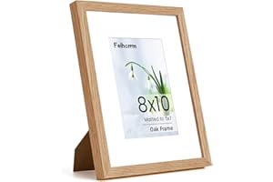 FEIHORRM 8x10 Picture Frame, Solid Oak Wood 8x10 inch Natural Wood Photo Frame for Home & Wall Decor, 8x10 Picture Frame with Mount for 5x7 Inch with Tempered Real Glass, Tabletop & Wall Mounting Display