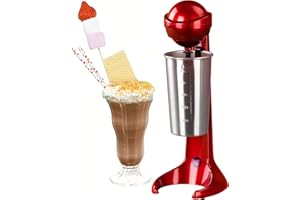WICKED GIZMOS WG Wicked Gizmos Red Retro Milk Shake Milkshake Maker 500ml Stainless Steel Mixing Cup Ideal for Delicious Frothy Milkshakes, Protein Shakes, omelete mixes or Even Mixing Cocktails