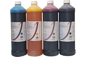 inchiostro ink-j ricarica cartucce 4 flaconi da 1 litro non secca le testine, compatibile tipo dye per canon-epson-hp-brother - ecotank -pixma serie G- hp megatank,pulisce gli ugelli in fase di stampa