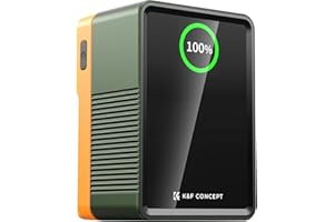 K&F CONCEPT Batterie V Mount,99Wh 6700mAh/14.8V Mini Batterie V Lock avec 100W Charge Rapide USB-C PD avec Écran Couleur TFT,D-Tap/Type-A/DC/USB-A/Type-C Ports pour Caméscope, Moniteur, Caméra