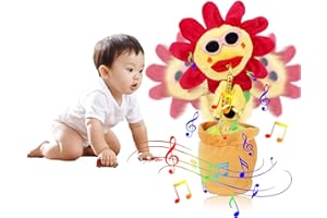 SSGEK Dancing Sunflower Singing Talking Repeating Recording Glowing Saxophone Soft Plush Flower Toy 120 Songs(Happy Birthday) Musical Funny Gift for Adult Kids (Sunflower)…
