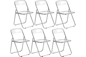 LuxNook 6 sillas Plegables Silla de Pet Metal Transparente Silla Plegable Capacidad de Carga de 150 kg para Comedor, salón, jardín