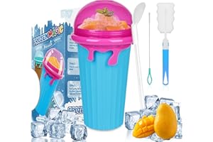 YFKJEU Slushy Maker, 500ml Slush Becher mit Bürste und Strohhalmen, Slushy Maker Becher für Zuhause und Kinder, Slush Becher Magic Squeeze Cup Geeignet für Familienfeiern, Partys im Freien, Bars usw (Blau)
