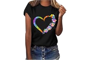 GENERIC Womens T Shirts Summer Oversized Graphic T Shirt Ladies Short Sleeve Crew Neck Tops Women Personalised Baggy Funny Tunic Blouses Plus Size Tops Gym Running Going Out Tops T Shirts for Women UK