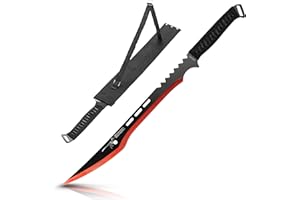 ‎KOSXBO KOSxBO Machete mit roter Klinge Troodon Dinosaurier Edition - Gesamtlänge 63cm, Macheten mit Scheide, schwarz rot