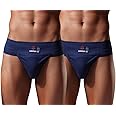 omtex Men's Athletic Tokyo Cotton Stretchable Supporter Back Covered with Cup Pocket, Ideal for Workout and Sports Quick Dry Moisture Wicking Underwear (Pack of 2), Navy Blue, Medium