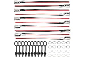 YIXISI 10 Pezzi Connettore Jack Femmina Corrente DC Kit, DC-099 Connettore con Linea, 5.5mm x 2.1mm Connettori DC a Pannello Jack, Prese Femmina di Alimentazione DC, con Cappuccio Impermeabile