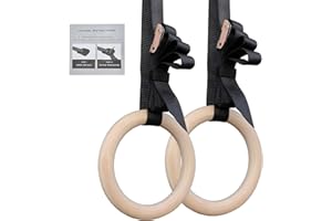 HZSZJMN Gymnastic Rings，28mm Thick Calisthenics Rings, Wooden Gym Rings with Adjustable Straps, Professional Gymnastic Traction Training Rings for Gym, Calisthenics, Fitness, Sports