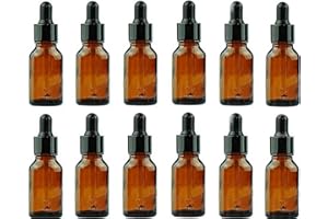 ERICOTRY 12 Bernsteinfarbene Glasflaschen ätherisches Öl Flaschen Gläser Nachfüllbar Make-up kosmetische Probe Flasche Container mit Glas-Pipetten für ätherische Öl Aromatherapie verwenden (15ml)