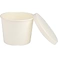 e kysa basics Disposable Hard Paper Food Container Bowl With Lid, 500 Ml, Pack Of 15- White, Beige