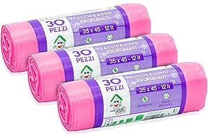 EFFENNE GROUP 90 Sacchetti bagno, sacchi immondizia ROSA, sacchetti spazzatura PROFUMATI per cestino bagno, sacchetti plastica pattumiera buste spazzatura Piccola - sacchetti immondizia piccoli 35x45cm (90)