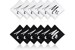 Hiboom 12 Stück Cornhole Bags Wedding Themed Cornhole Bags Weather Resistant Corn Hole Bags Standard Cornhole Accessories Black Mr White Mrs Bags Set for Tossing Game Party Outdoor Yard, 6'' x 6''