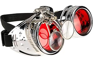 4sold Loupe Steampunk Black Cyber Goggles Rave Goth Vintage Victorian like Sunglasses (Eye Loupes Silver)