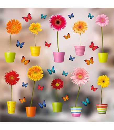 raamsticker bloem 2 (set van 3 stuks
