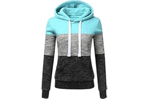 MASRIN Felpa da donna Full Zip Giacca per le mezze stagioni, in tinta unita, con cappuccio, giacca college leggera, con cappuccio, in cotone