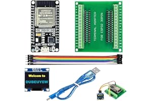 DUBEUYEW ESP32-DevKitC- V1 Scheda di sviluppo ESP32 WiFi dual-mode da 2,4 GHz + processore microcontrollore Dual Core Bluetooth, con una scheda breakout + un cavo micro USB + display LED 128 x 64