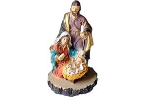 Kaltner Präsente Idea de Regalo – 13 cm Santa Familia María José con Jesús Niño Belén Bloque de Belén – Figuras pintadas a Mano sobre Pedestal – de Resina fundida – Decoración de Navidad