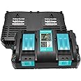 Replacement DC18RD DC18RC DC18SF Dual Double Port 18V Battery fast Charger compatible with Makita Lithium-Ion BL1830 BL1860B BL1840 BL1850B BL1820 BL1860 BL1840B UK Plug