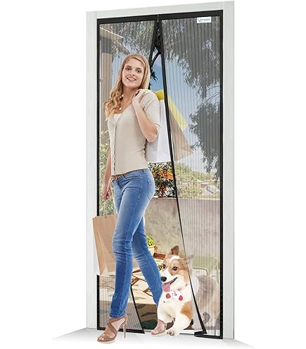 Risareyi Zij-opening Magnetische Vliegengordijn Deur 140x205cm, Klamboedeur Hordeur, Automatisch Sluiten - met magneten, Zwart Glasvezel Gaas Gordijnen, Anti-insect, voor Terrasdeur Balkondeur