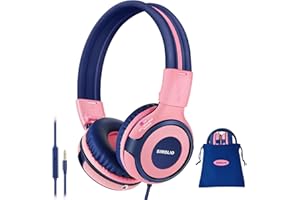 SIMOLIO Kopfhörer mit Kabel, Kopfhörer für Mädchen mit Share-Anschluss für Musik-Sharing, Kabel Headphones mit Lautstärkebegrenzer - Pink