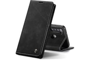 Chocoyi Compatible Funda Xiaomi Redmi Note 8 Flip Leather Edition,magnético, función de Soporte y Ranuras para Tarjetas-Negro