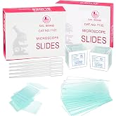 Idota 100 pcs pre-cleaned microscope slides | and 200 Pieces Glass Microscopes with 5 Droppers, Microscope Accessories for La