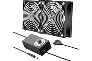 XTVTX Doble 120mm 12V Ventilador para PC - Velocidad de Viento Ajustable, Ventilador de Pc, ventilador AC 220V - 240V, 2700RPM, ventiladors de PC Portátil para Router,Laptop, TV Box, Ventiladors Dual