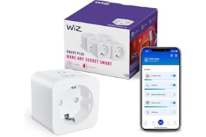 WiZ Smart Plug, appkontrollerat eluttag, 4-pack, vit | Gör lampor och enheter smarta, Matter-certifiering, hemautomation, app- och röststyrning med Alexa, Google och Apple Home
