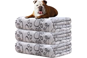 Rezutan Dog Blankets, Puppy Blankets, Dog Blankets Washable, Flannel Throws for Dog Cat, Fleece Dog Blanket for Sofa, Bed, Car Seat, 3 Pack, Grey, 80x60cm 3 Grey Blanket