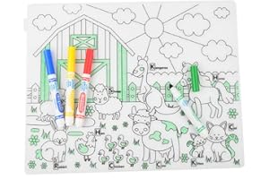 DOODLE MAT FUN Colouring Activity Placemats For Kids Washable Easily Wipe clean FDA Approved Silicone Reusable Doodle Dinner Mat Waterproof Place Mat Keeps Children and Toddlers Entertained 40 x 30 cm
