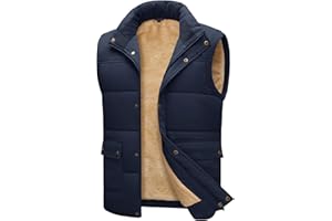 Xnova Chaleco Hombre con Forro Polar Casual Chaqueta sin Mangas Invierno, Cálido Fleece Vest Chalecos con Bolsillo y Cremallera