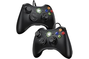 Diswoe 2 Pack Manette pour Xbox 360, 2 Pack Manette PC, Joystick Manette de Jeu pour Xbox 360/ Slim/PC Windows 7/8/10/11/XP, Gamepad Filaire avec Double Vibration/Design Ergonomique