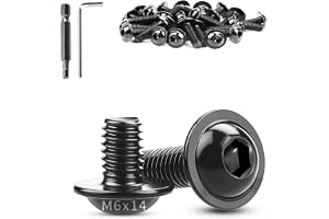TXXATX M6 x 14 mm linshuvudskruvar med fläns, 30 stycken skruvar M6, platta huvudskruvar, ISO7380-2, rostfritt stål, A2 V2A