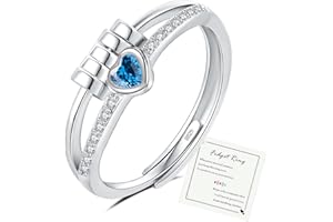 HEEYA Anti Stress Ring Anxiety Ringe mit Perlen für Damen Silber 925 Herz Ring mit Zirkonia Angstring Offen Verstellbar Spinner Fidget Ringe Frauen Hypoallergen Stimmungsring gegen Stress Unisex