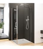 BERNSTEIN Eckduschkabine NT416 – 100x90 Cm, ESG-Sicherheitsglas 8 Mm, Nano-Beschichtung, Schwarze Profile, Hebe-Senk-Mechanismus