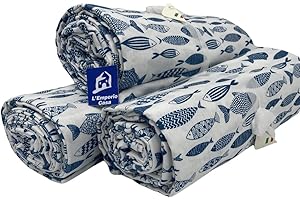 L'EMPORIO CASA Copridivano Telo Arreda tutto Copriletto Coralli - Pesciolini 160X260-260x280-360X280 Lenzuolo Copritutto in Cotone Robusto Granfoulard Copriletto Made Italy (160X280, Pesciolini)