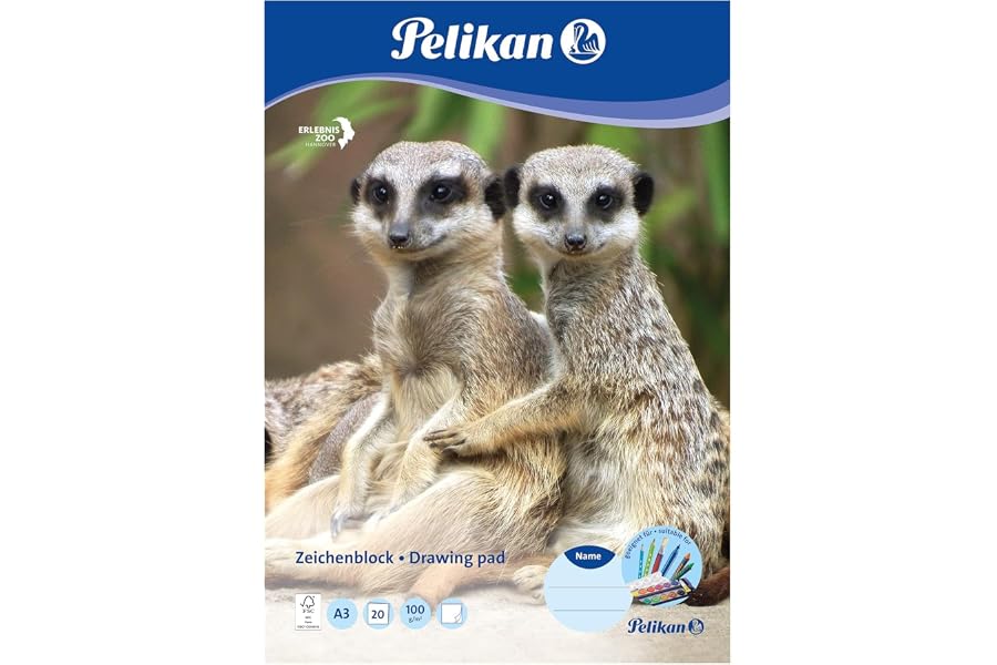 Pelikan Zeichenblock A3, 20 Blatt 100g weißes Papier, 1 Stück (Motive sortiert - keine Auswahl möglich)